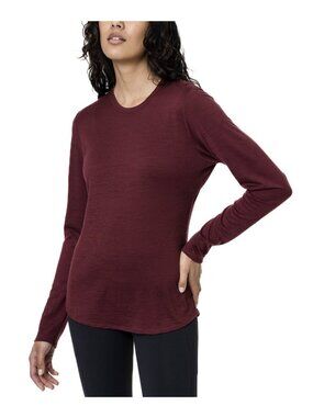 Seg'ments Women's Merino Wool Top M Burgundy Long Sleeve Base Layer Crew Neck